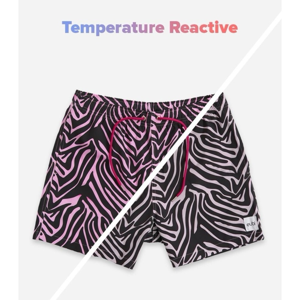 Eubi Magical Swim Shorts Men XXL Stretchy Pink Zebra Heat Reactive Color Change - Picture 11 of 15